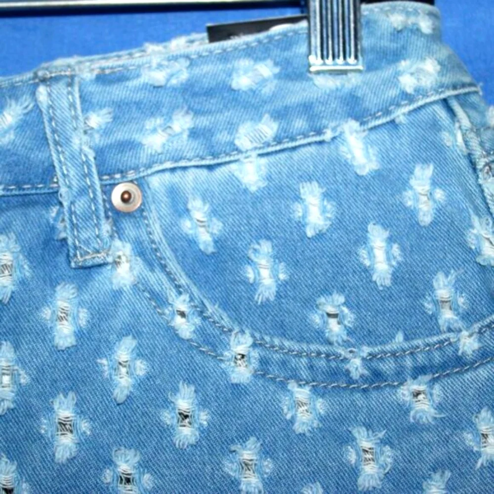Rock & Roll Denim High Rise Eyelet Denim Shorts Blue NWT